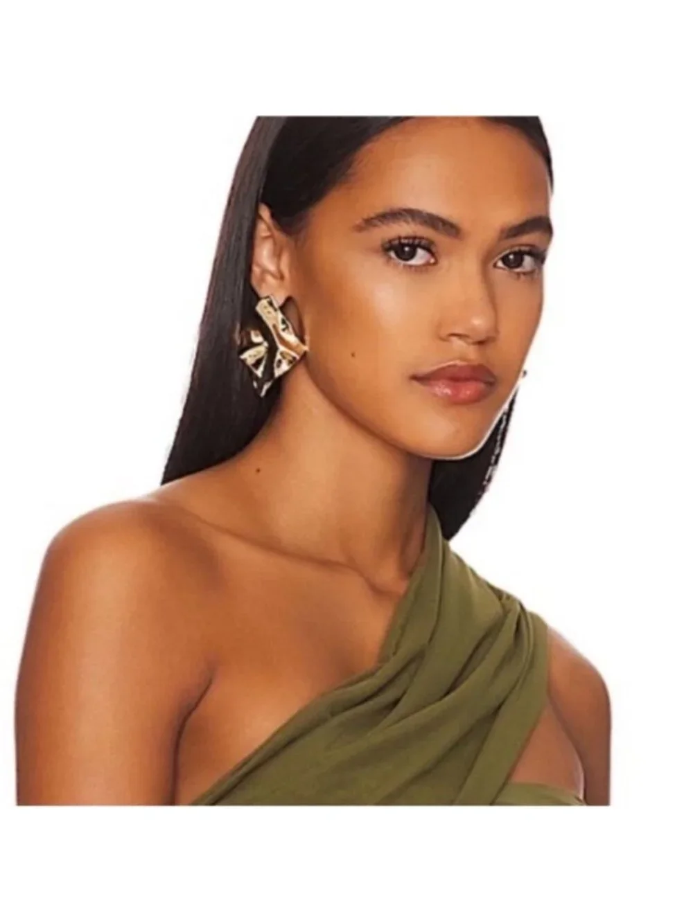 New! Anthropologie Shashi Gold Wave Statement Earrings (1015) NWOT